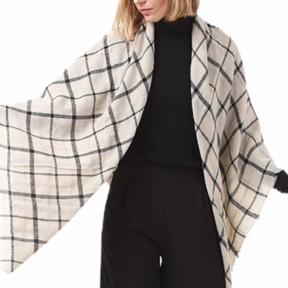 Large Classic Plaid Blanket Oversized Cozy Scarf - Picture 4 of 7